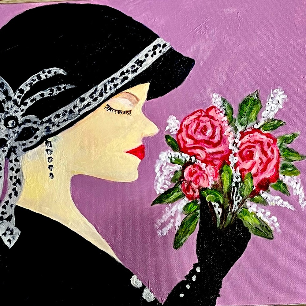 “Lady Rose” an original acrylic painting 12x12 canvas board